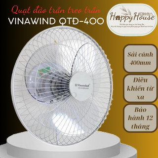 Quạt treo trần, quạt đảo trần vinawind qtđ400x-đb điều khiển từ xa/ qtđ400-đb hộp số