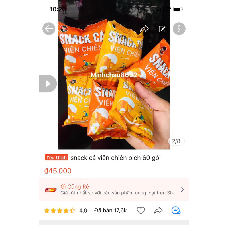 Snack cá viên chiên siêu ngon siêu giòn bịch 60 gói