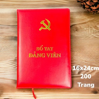 Sổ tay đảng viên bìa da, mẫu mới 2024, 200 trang, kích thước 16cm x 24cm. tặng 1 bút / 1 quyển.