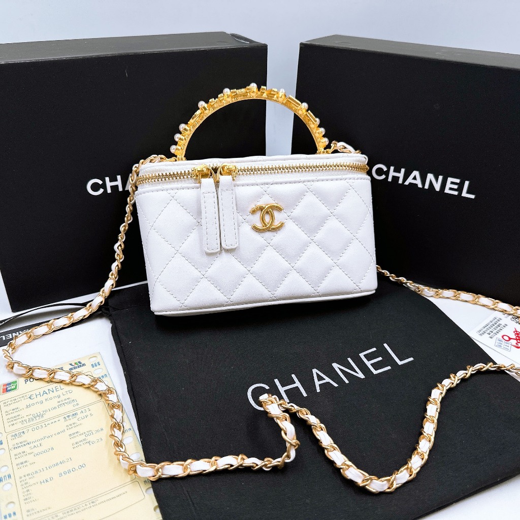 Túi Xách Cha. neo Box Size 18cm quai cầm logo