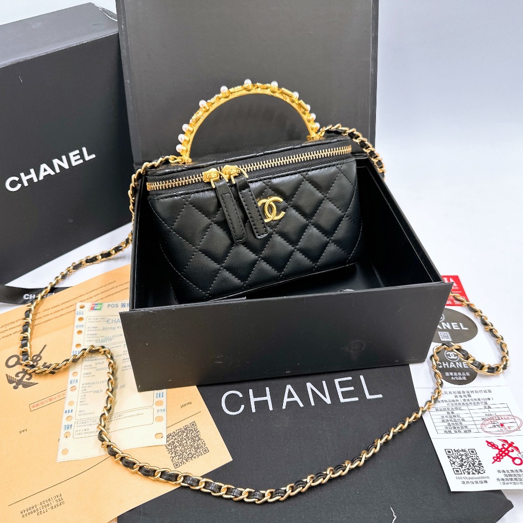 Túi Xách Cha. neo Box Size 18cm quai cầm logo