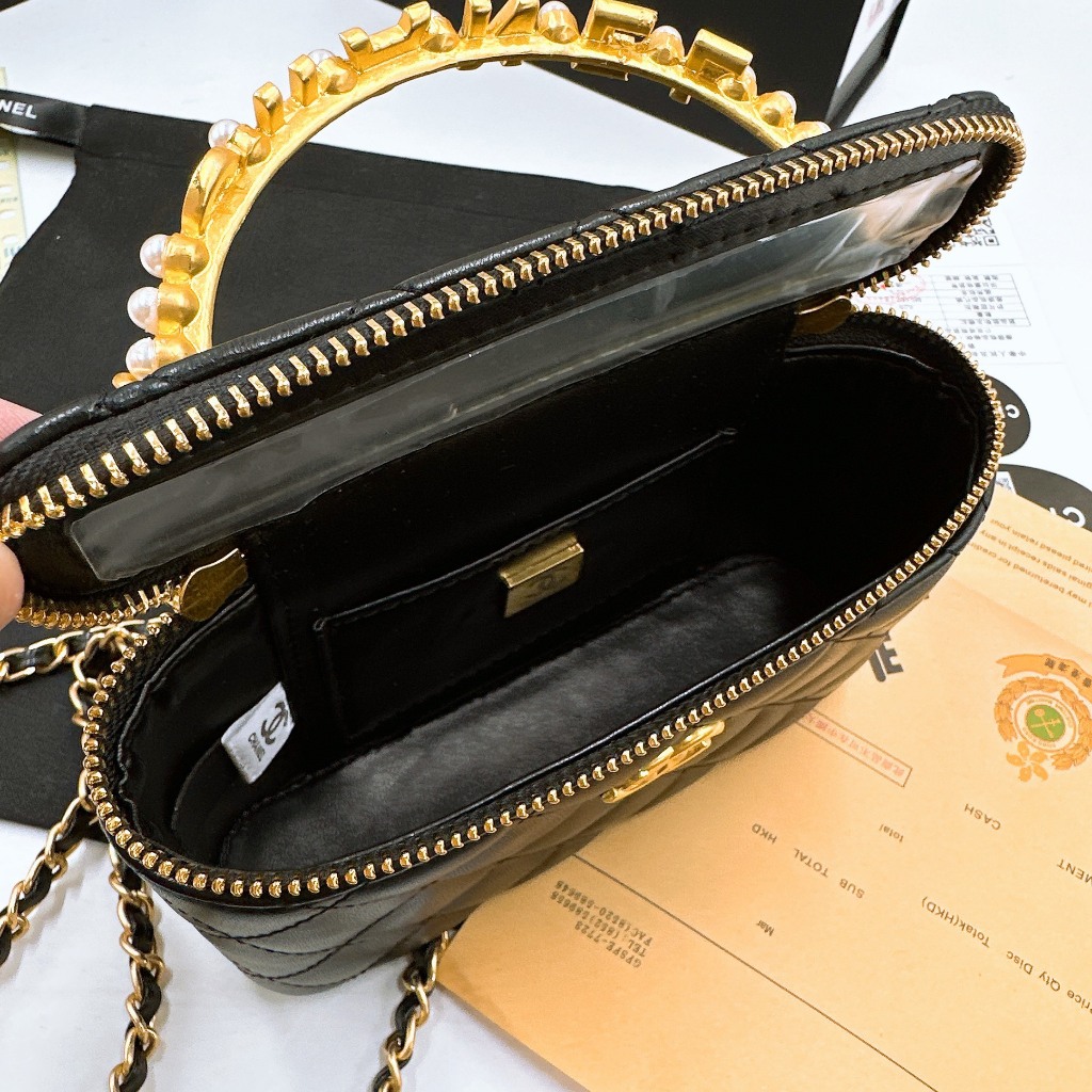 Túi Xách Cha. neo Box Size 18cm quai cầm logo