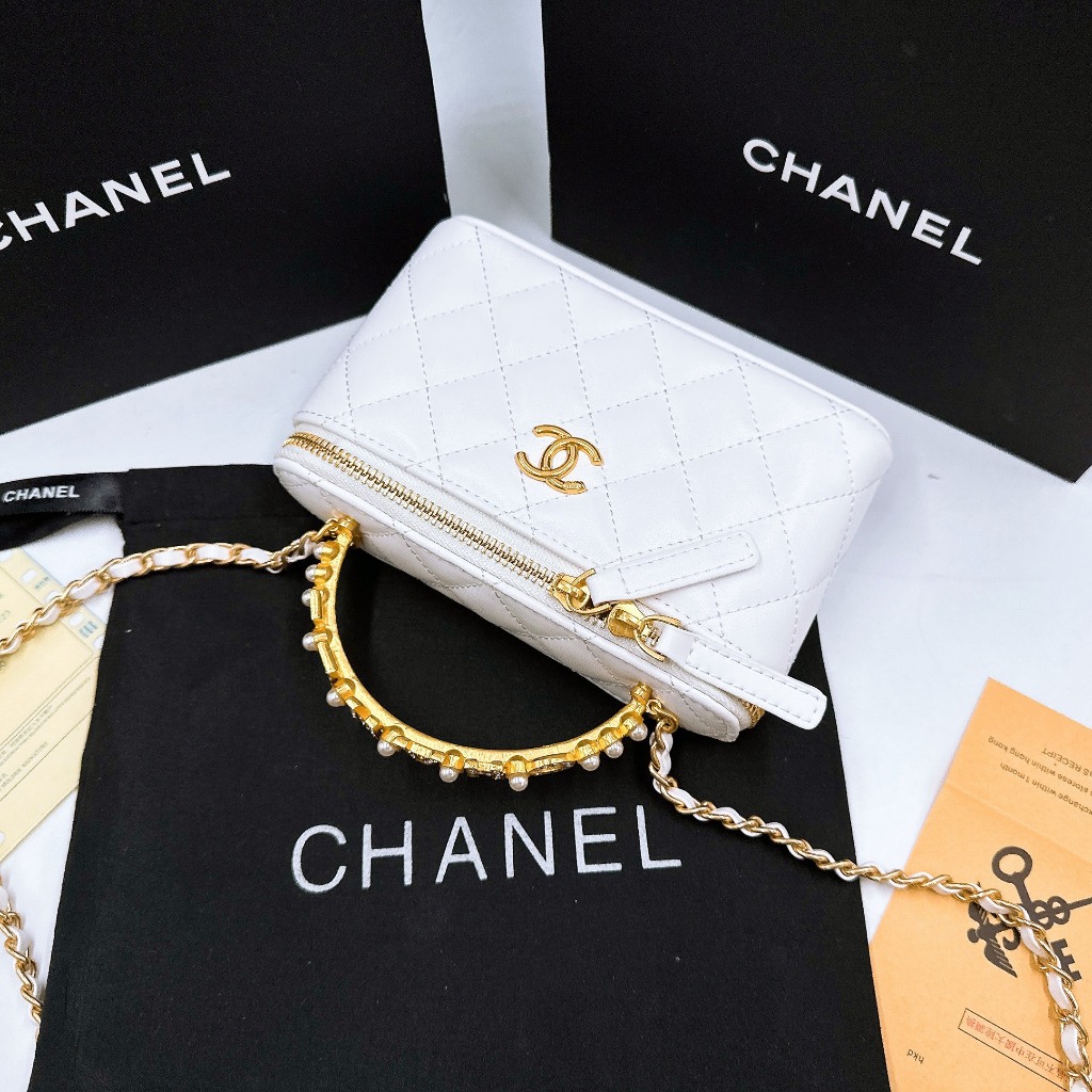 Túi Xách Cha. neo Box Size 18cm quai cầm logo