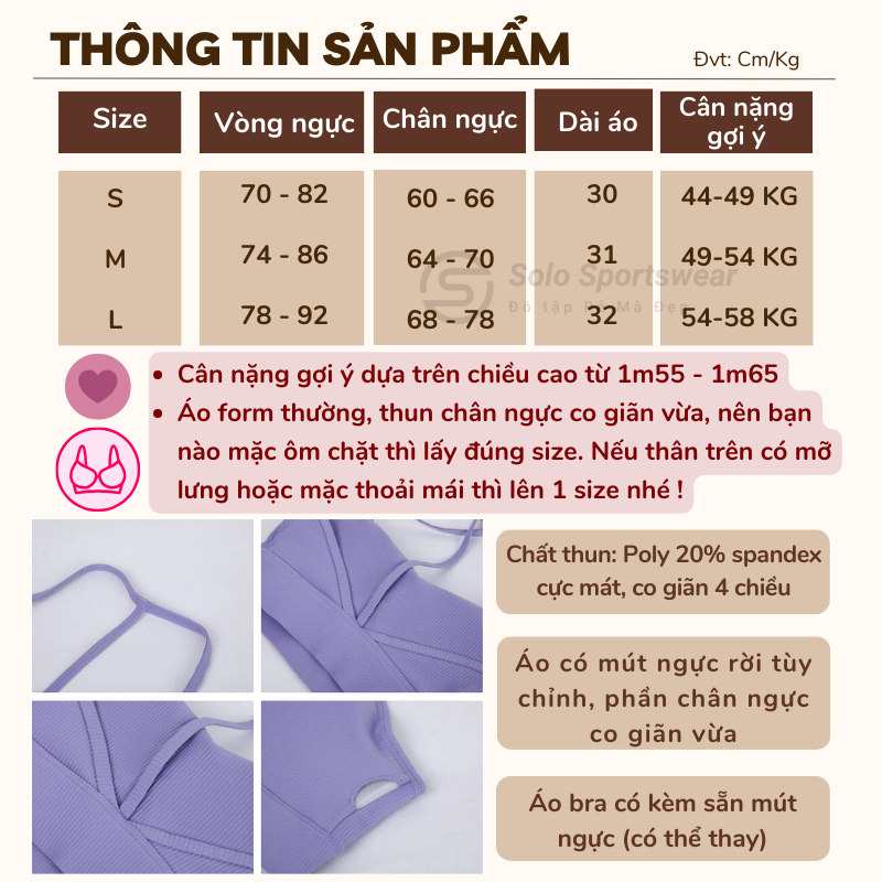 Áo Bra Tập Gym Yoga❤️𝐇𝐀̀𝐍𝐆 𝐗𝐈̣𝐍❤️ ây Mảnh Thun Poly Dập Gân Cực Mềm Mịn Thoáng Mát 𝙎𝙤𝙡𝙤 𝙎𝙥𝙤𝙧𝙩𝙨𝙬𝙚𝙖𝙧 364