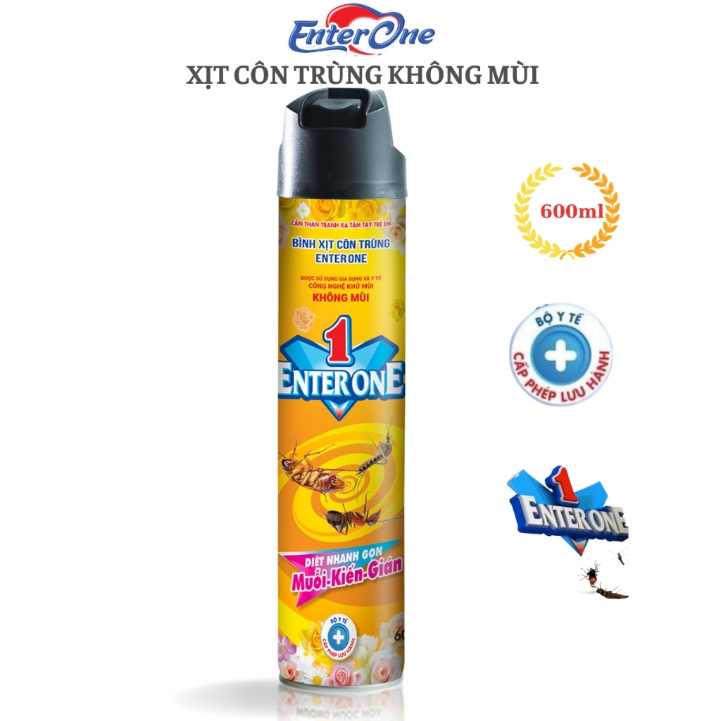 Bình xịt côn trùng EnterOne hoàn toàn không mùi hóa chất 600ml Xịt dán kiến muỗi hiệu quả an toàn được bộ y tế cấp phép