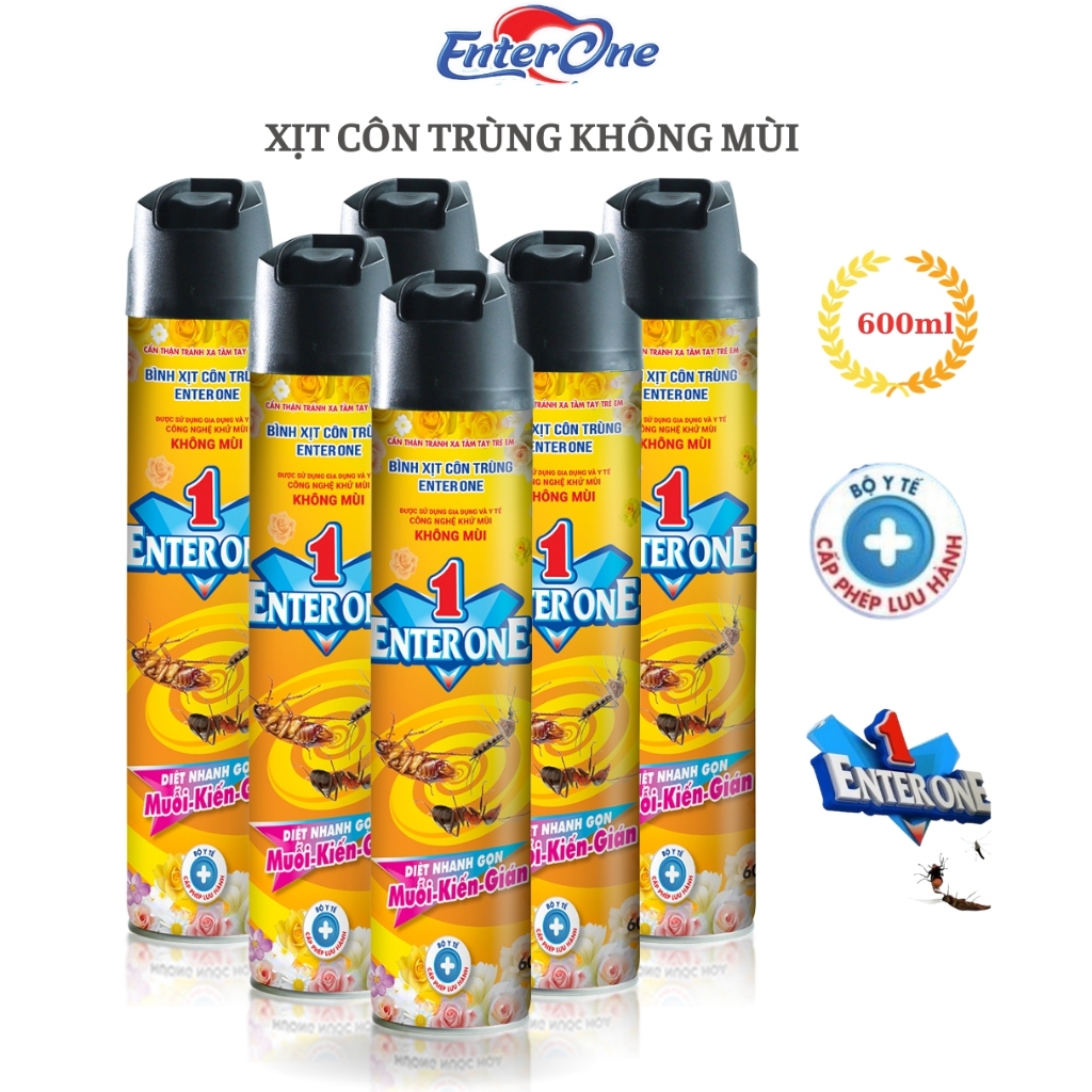 Bình xịt côn trùng EnterOne hoàn toàn không mùi hóa chất 600ml Xịt dán kiến muỗi hiệu quả an toàn được bộ y tế cấp phép