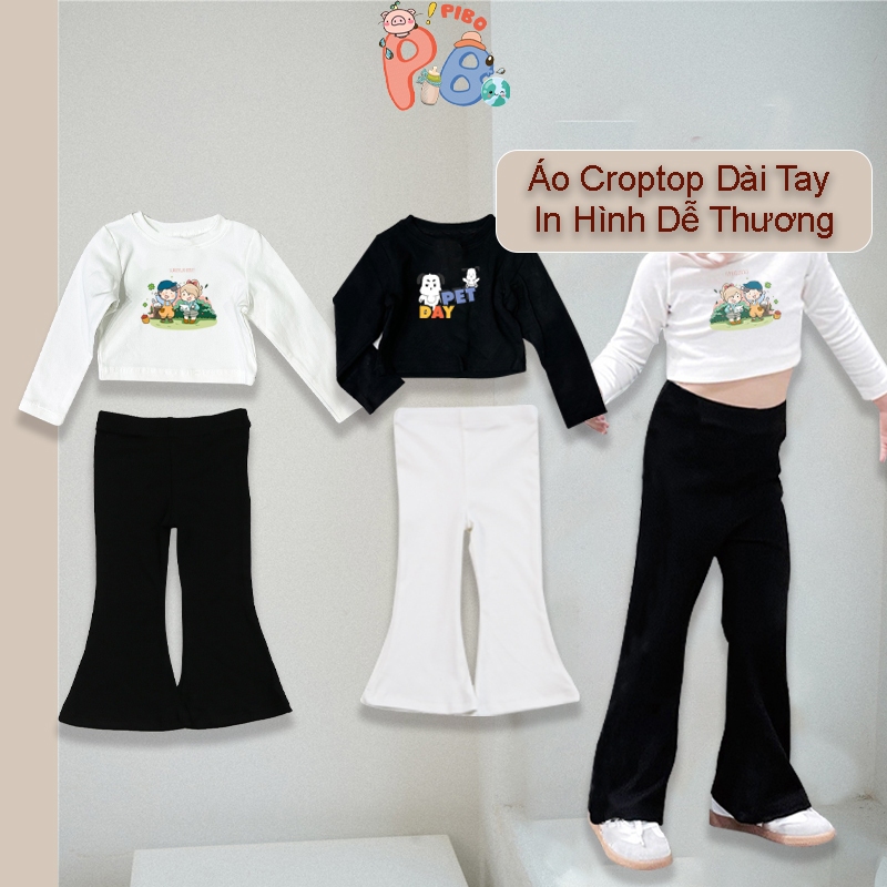 Áo Croptop Dài Tay Bé Gái BabyBoo Vải Zip In Hình Dễ Thương, Mềm Mịn, Sành Điệu - PiBo Store