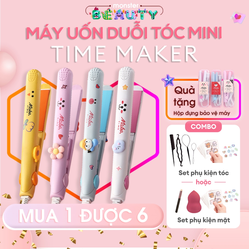 monster BEAUTY - Máy duỗi tóc mini 2in1 Time Maker - Máy duỗi tóc mini, máy uốn mini - Máy duỗi thẳng và uốn cúp giá rẻ
