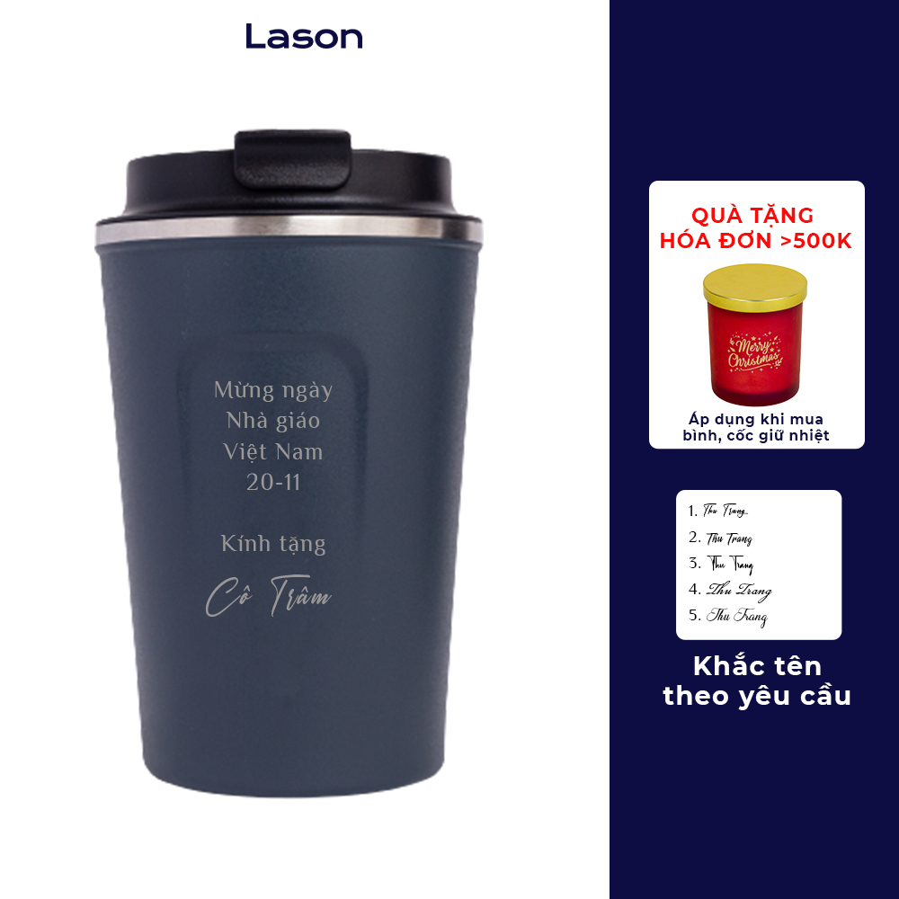 Cốc giữ nhiệt Lason Coffeeholic 01 380ml, inox 304, giữ nhiệt nóng lạnh 6-8 tiếng COC00520