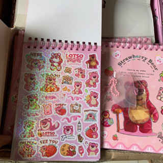  Khay 24 sổ nhãn dán Lò Xo Gấu Dâu ánh kim tuyến nhựa trong siêu đẹp sổ 16 trang  