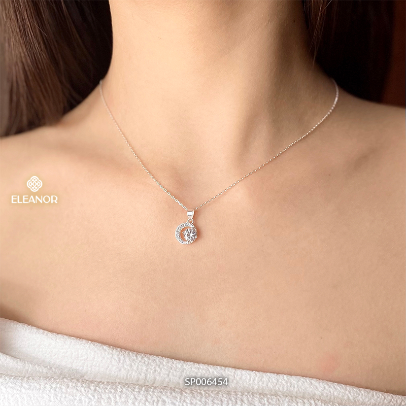 Dây chuyền bạc nữ Eleanor Accessories hình mặt trăng đính đá bạc 925 phụ kiện trang sức 6454