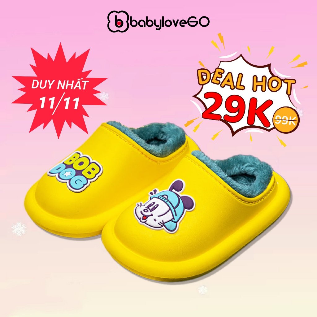 Dép lót lông cho bé Bobdog BD6030 sục đi trong nhà đi học giữ ấm mùa đông