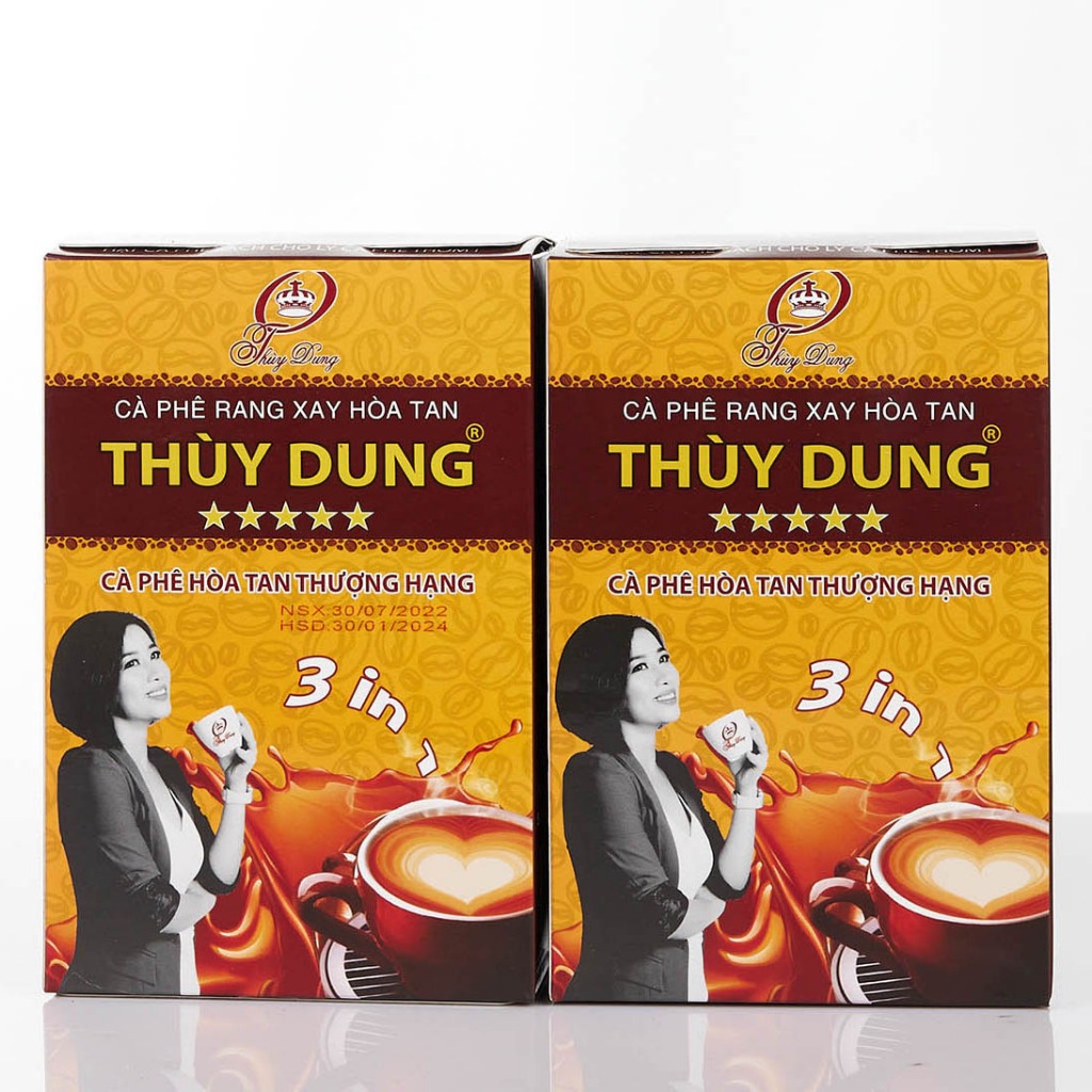 [ Đặc Sản Gia Lai ] Cà Phê Hòa Tan 3 in 1 Thùy Dung Coffee Thượng Hạng Vị Rang Đậm Hộp 18 gói * 17g