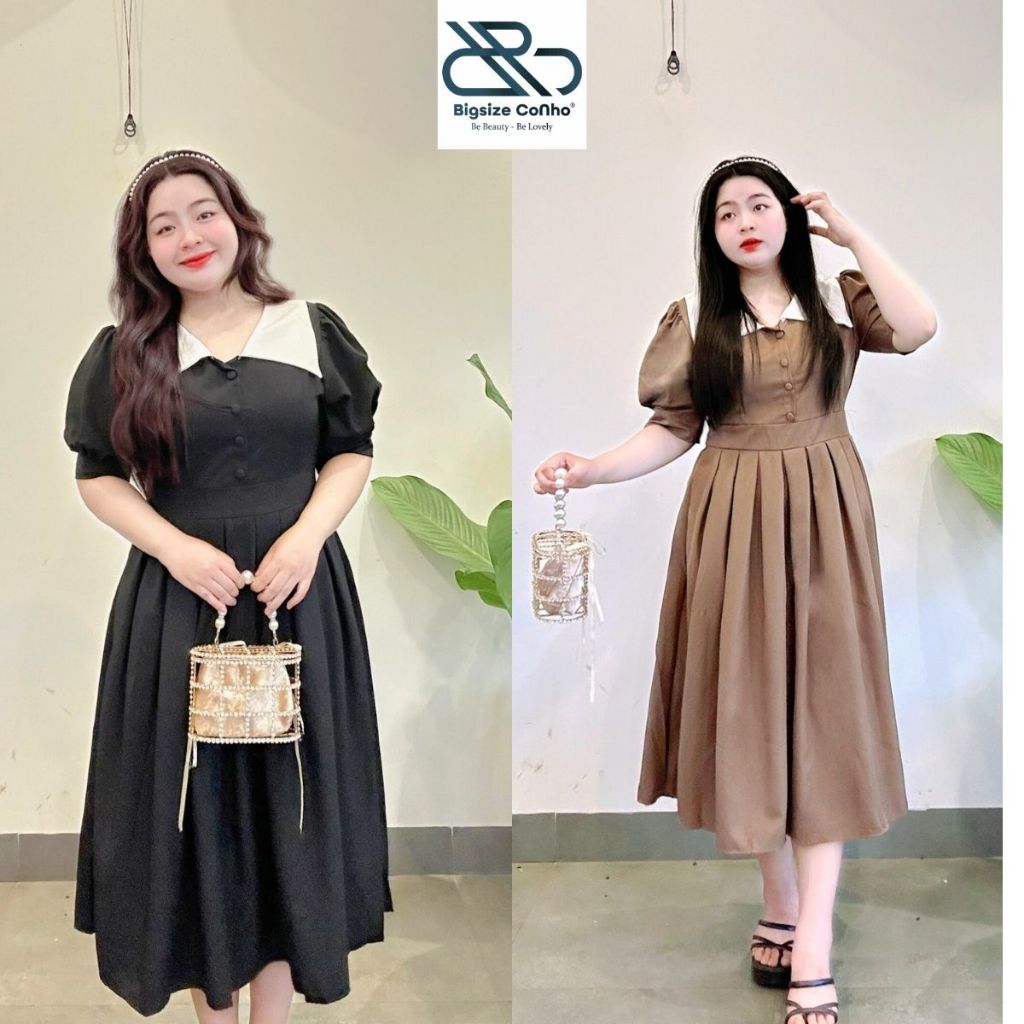 Đầm thiết kế bigsize nữ tay bồng ngắn dáng xếp ly tôn dáng chất vải cotton style tiểu thư dành cho nàng Chuppy DTK11