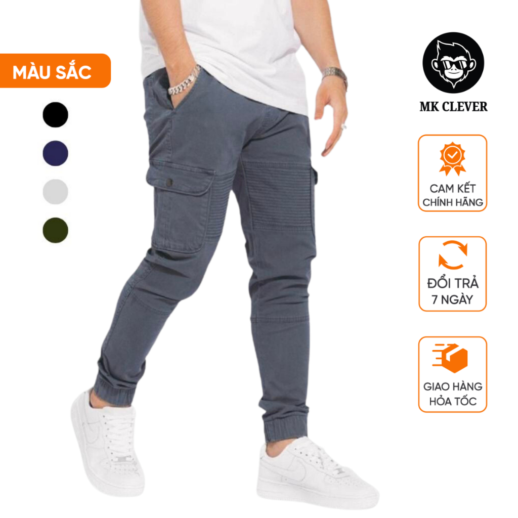 Quần Jogger Kaki Túi Hộp Nam MK CLEVER, vải co giãn lên form chuẩn đẹp QJK01