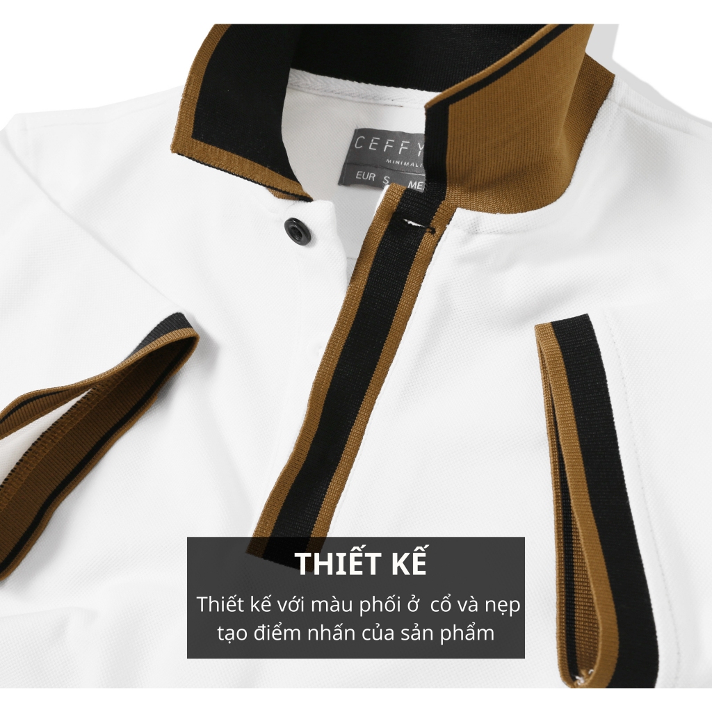 Áo Polo Nam Cộc Tay Phối Nẹp Nam Polido Màu Trắng Mềm Mịn Thoáng Mát Co Giãn 4 Chiều Thời Trang Nam Hiện Đại Lịch Lãm