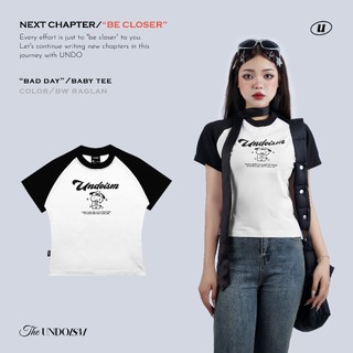 Áo thun baby tee raglan undo bad day màu trắng phối đen - 100% cotton dày dặn