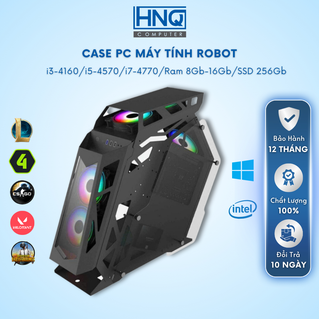 Case Pc Máy Tính Robot Gaming HNQ Cao Cấp Core i5 i7, Ram 8Gb, SSD 256Gb, Card rời 1xxx Chiến Mọi Thể Loại Game Online | BigBuy360 - bigbuy360.vn