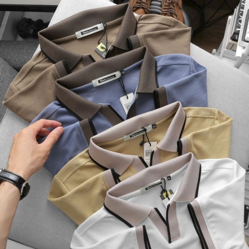 Áo thun nam cổ bẻ phối mới