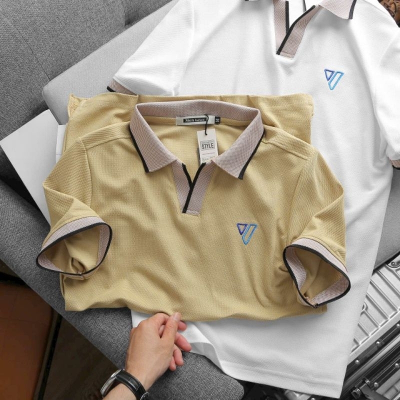 Áo thun nam cổ bẻ phối mới