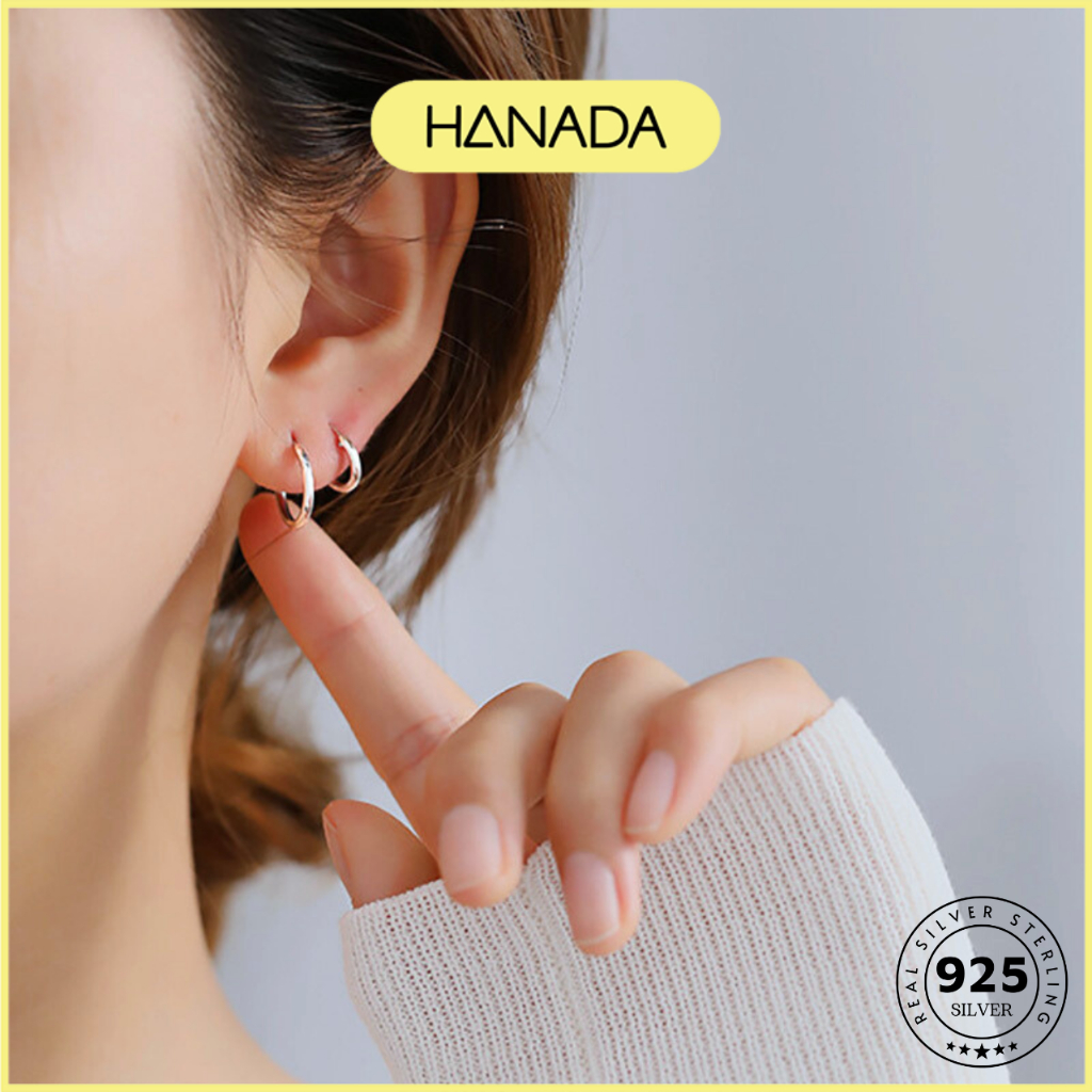 Khuyên Tai Bạc Ta Dày Hanada Khoen Tròn Đeo Nhiễu Lỗ Bông Tai Trơn Cá Tính Nam Nữ 0892