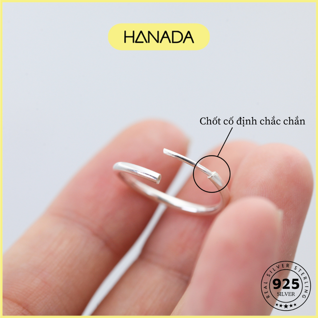 Khuyên Tai Bạc Ta Dày Hanada Khoen Tròn Đeo Nhiễu Lỗ Bông Tai Trơn Cá Tính Nam Nữ 0892