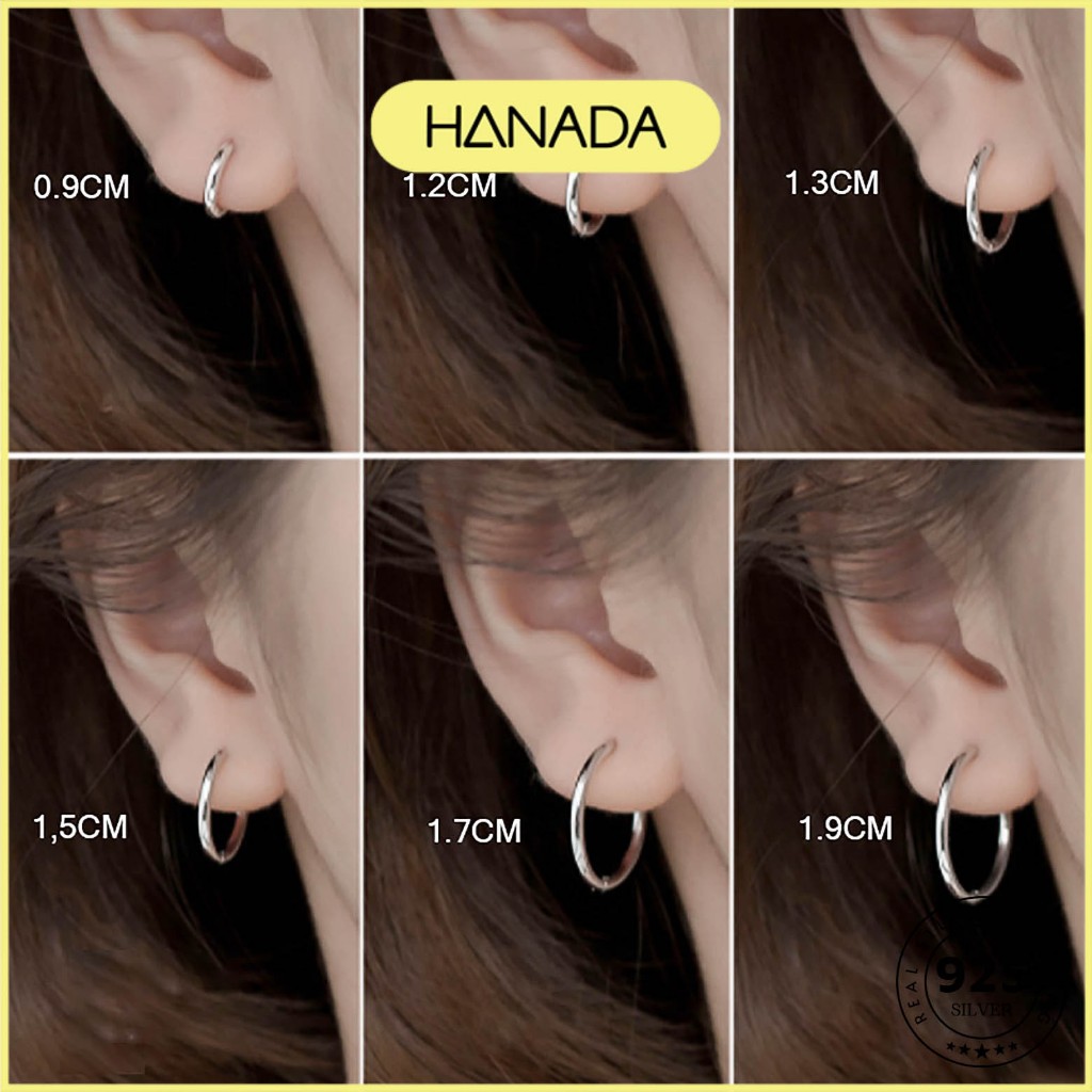 Khuyên Tai Tròn Bạc 925 Dày 1.9mm Bấm Bật Chắc Chắn Nhiều Size 0975