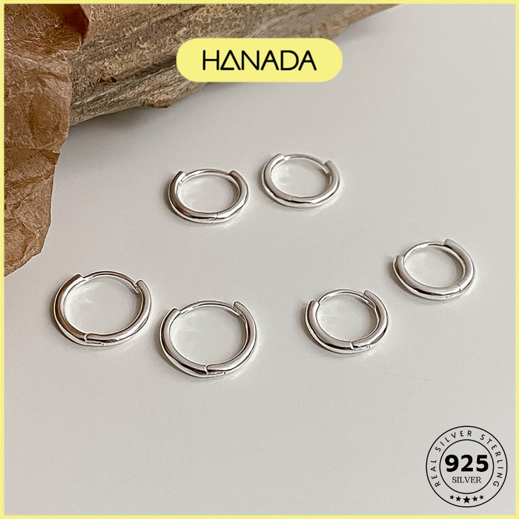 Khuyên Tai Tròn Bạc 925 Dày 1.9mm Bấm Bật Chắc Chắn Nhiều Size 0975