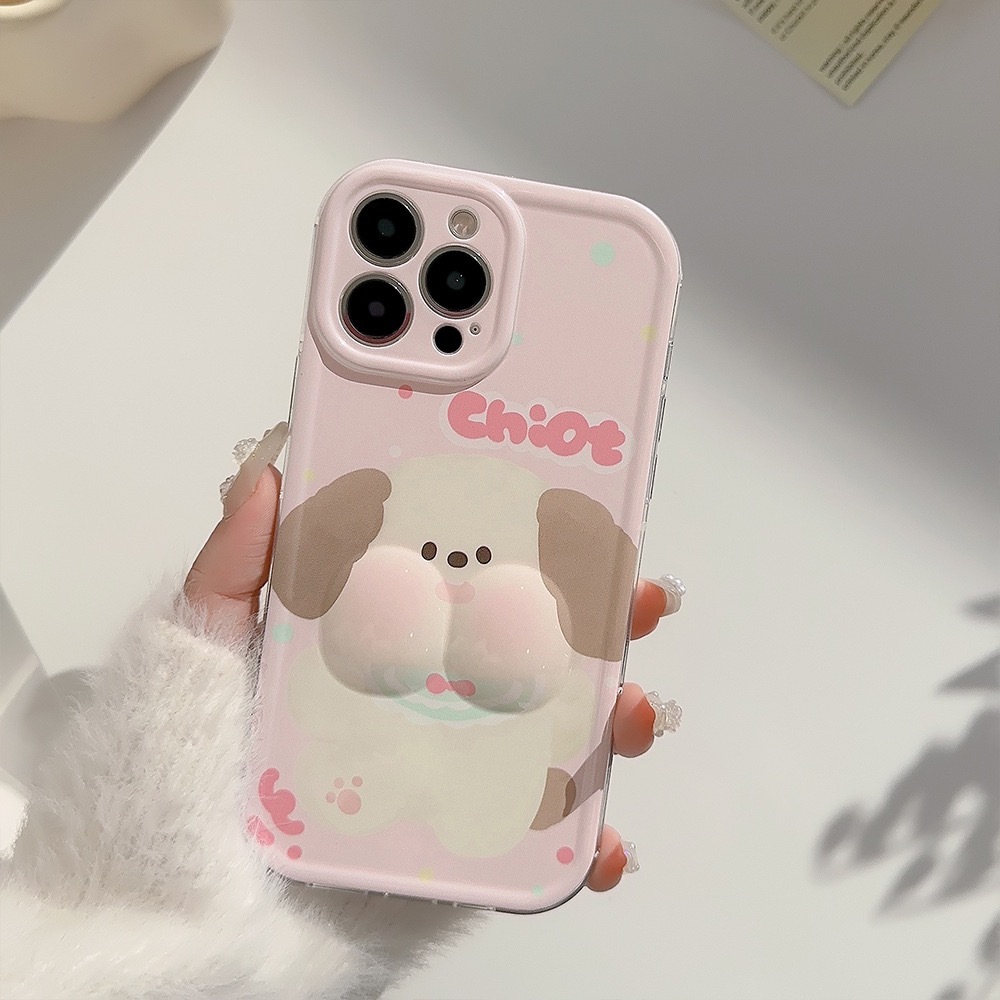 SẴN CHO IPHONE 15 - Ốp lưng cho iphone - Ốp chó Chiot má phồng đáng yêu