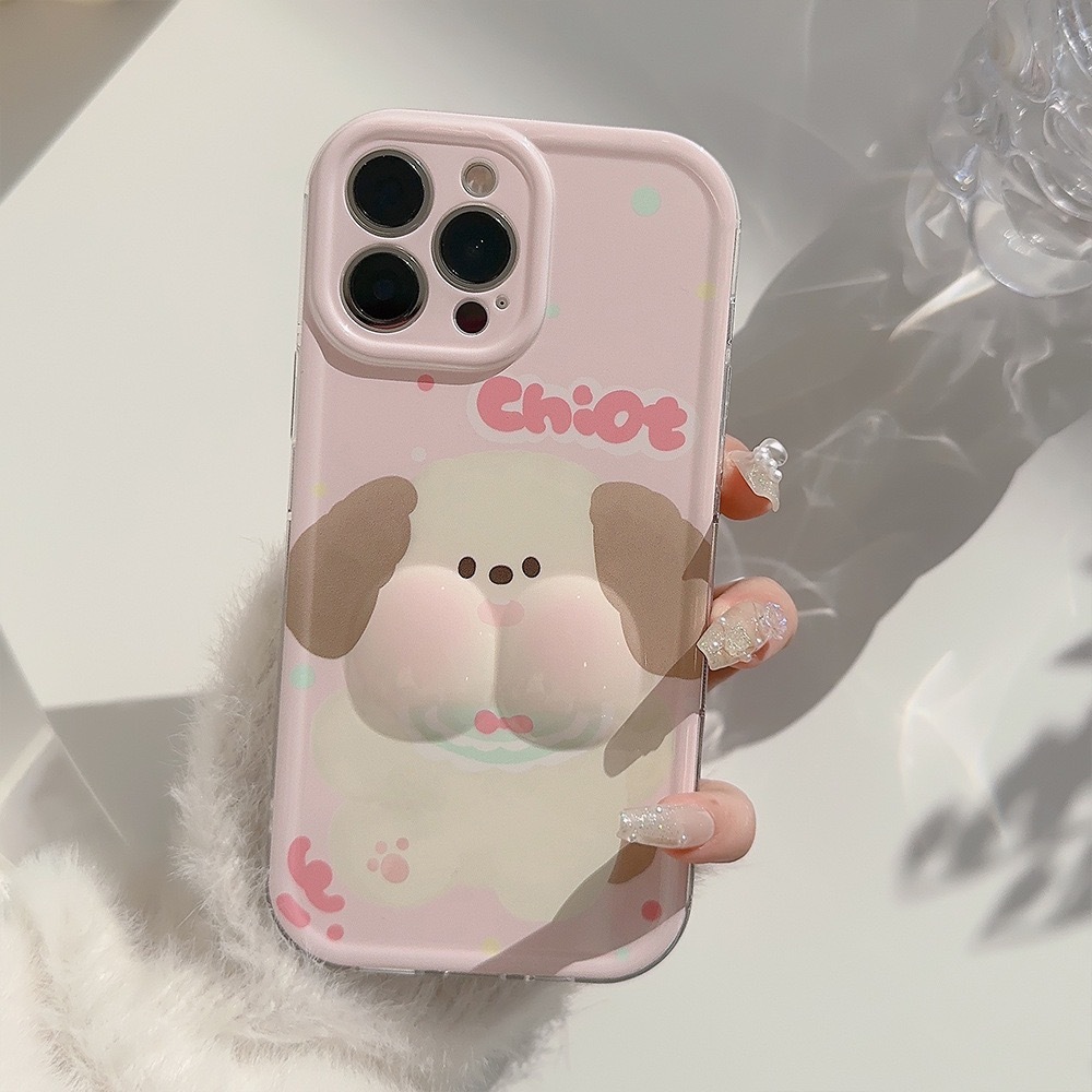 SẴN CHO IPHONE 15 - Ốp lưng cho iphone - Ốp chó Chiot má phồng đáng yêu