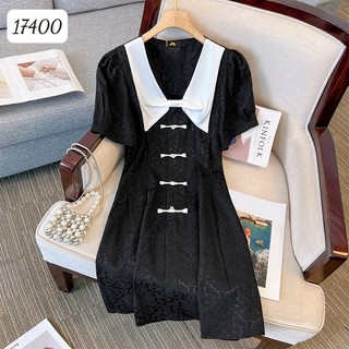 Đầm cổ V BIGSIZE nút sẫm 17400
