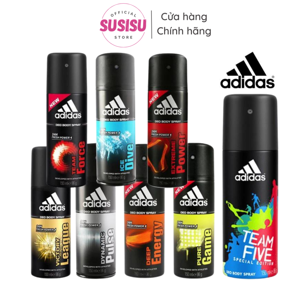 Xịt khử mùi nam Adidas Neo Body Spray 150ml  Team Force/Ice Dive/Adipure EU| Sịt nách nam khử mùi hôi Adidas Pháp