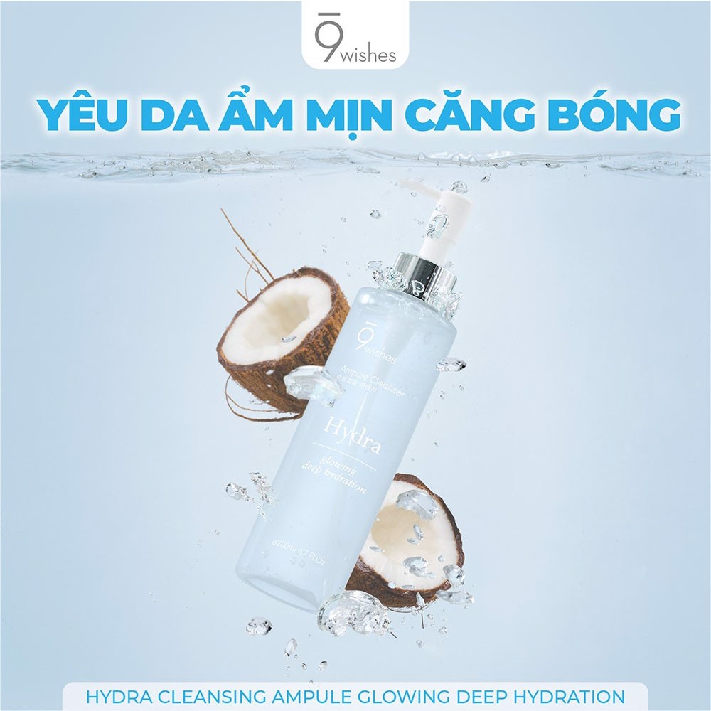 Sữa Rửa Mặt Dưỡng Ẩm 9Wishes Hydra Ampule Cleanser Glowing Deep Hydration 200ml - Mibebe