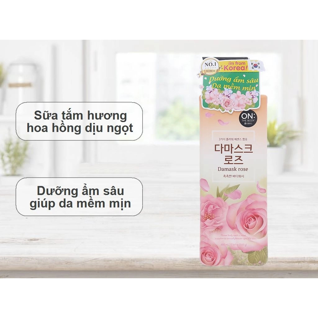 Sữa tắm ON THE BODY Damask Rose Floral hương hoa hồng 500g