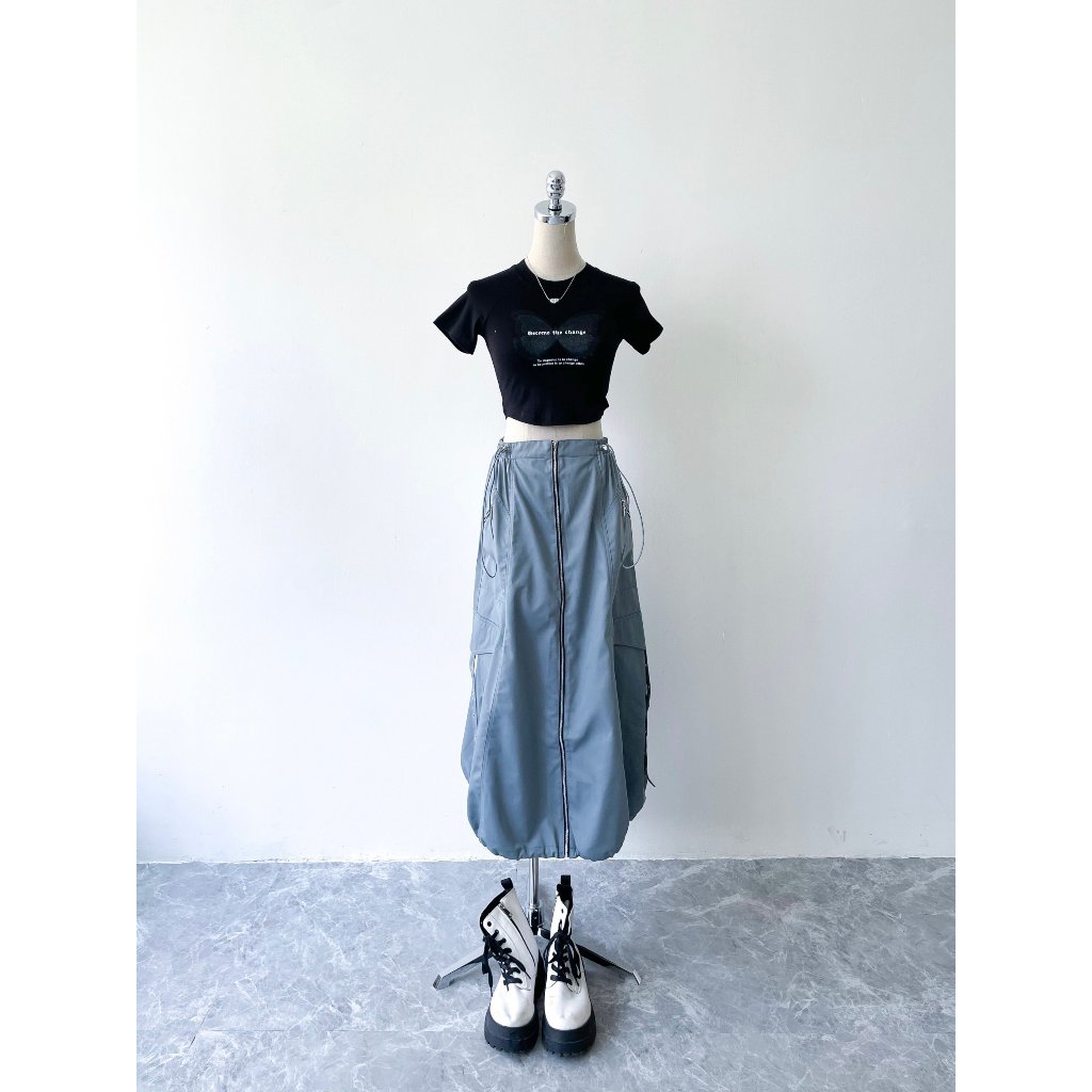 Áo croptop thun lạnh Butterfly, Áo thun croptop tay ngắn cổ tròn in hoạ tiết | Puss Top | Secodee