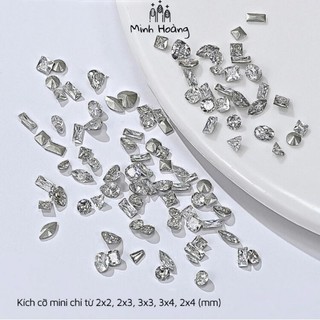 Đá khối mini chân nhọn set 100 viên trang trí móng tay