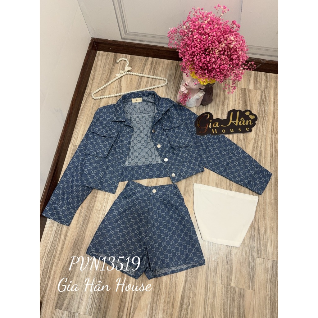 Sale Bộ jean GG 3 món đi chung - xanh