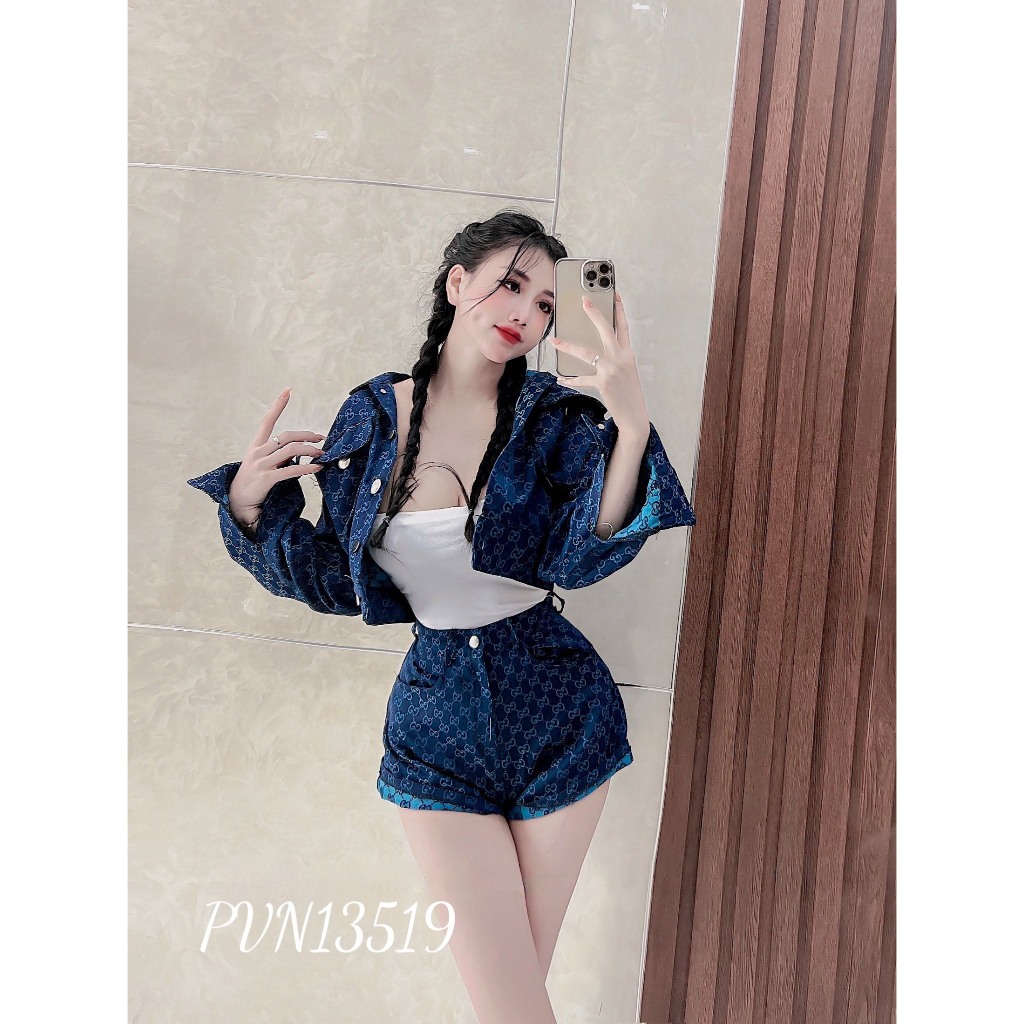 Sale Bộ jean GG 3 món đi chung - xanh