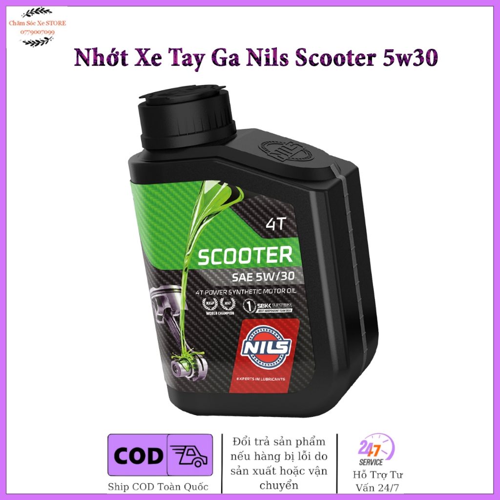 Dầu nhớt cho xe tay ga NILS SCOOTER 4T 5W30 bình 800ML