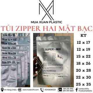 HN - Túi Zip 2 mặt bạc đủ size (túi zipper, zip lock, takeway)