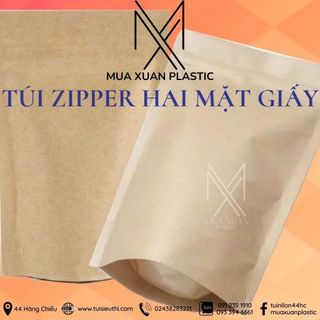 Túi zip giấy Kraft trơn không cửa sổ hàng đẹp