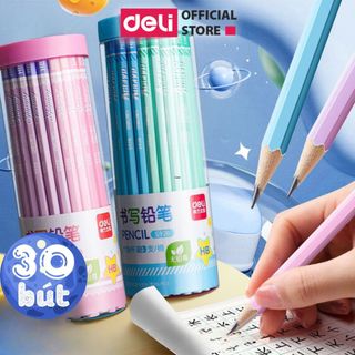 Hộp 30 Bút Chì Lục Giác 2B HB Pastel Cute Deli - Dễ Gọt Bút Chì Thi Trắc Nghiệm Bút Chì Học Sinh Cấp 1 Tập Viết Chì Vẽ