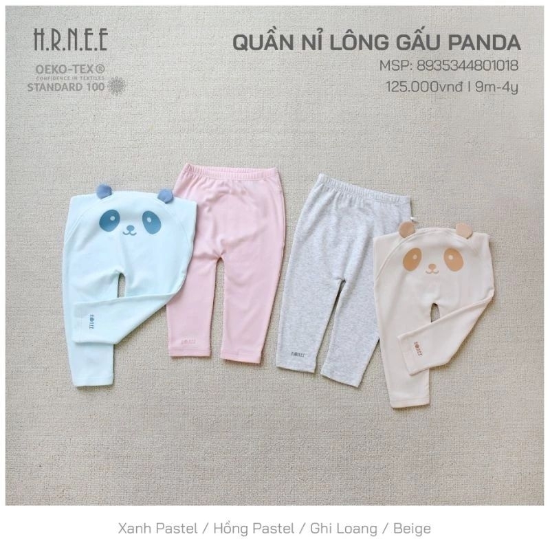 HRNEE quần nỉ lông gấu panda 1018