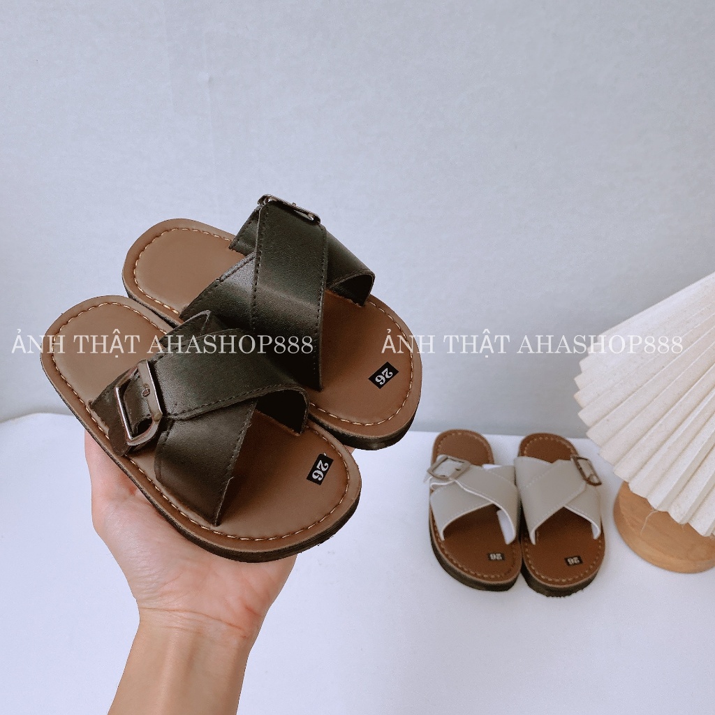 TĂNG 2 SZ Dép Lê Quai Chéo Phối Khóa Đế Siêu Nhẹ Cho Bé Trai K231