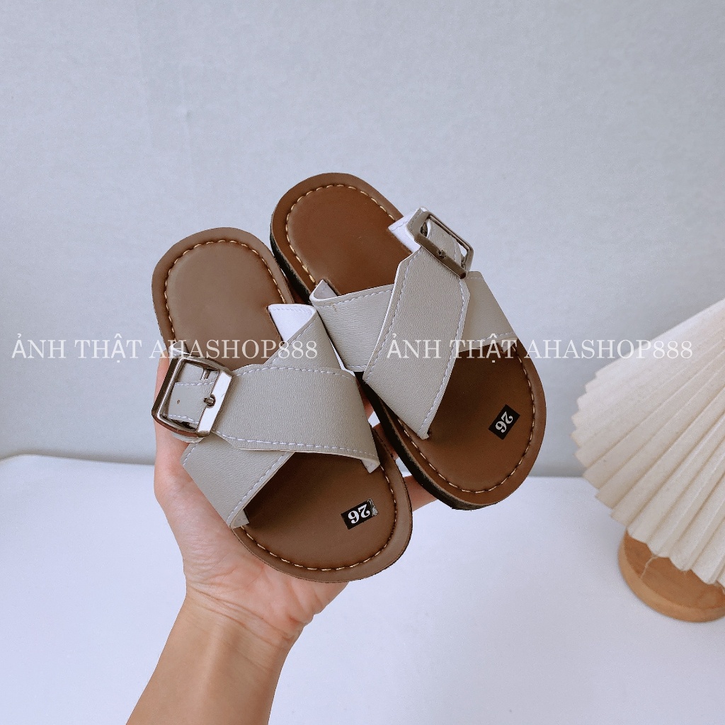 TĂNG 2 SZ Dép Lê Quai Chéo Phối Khóa Đế Siêu Nhẹ Cho Bé Trai K231