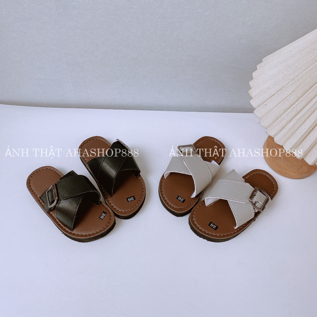 TĂNG 2 SZ Dép Lê Quai Chéo Phối Khóa Đế Siêu Nhẹ Cho Bé Trai K231