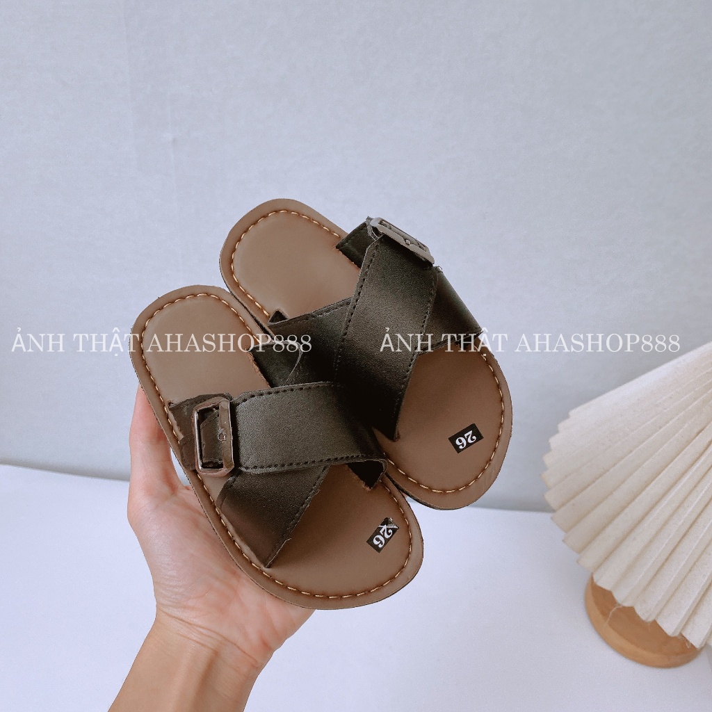 TĂNG 2 SZ Dép Lê Quai Chéo Phối Khóa Đế Siêu Nhẹ Cho Bé Trai K231