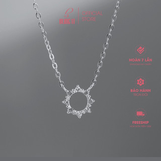 Dây chuyền bạc nữ BLINGIT biểu tượng mặt trời đính đá phong cách vòng cổ dễ thương thanh lịch cao cấp - BIVC218