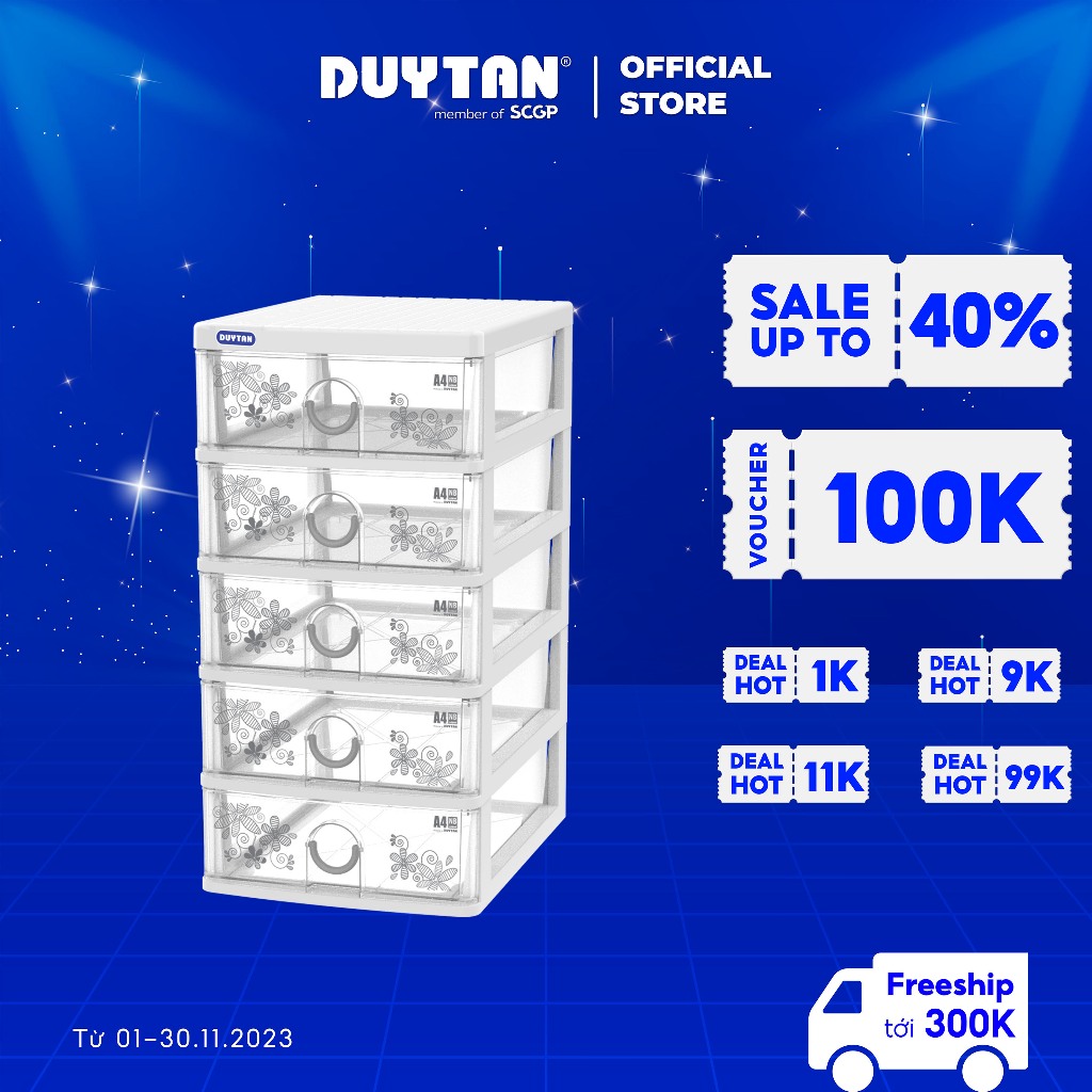 Tủ A4 nắp bằng DUY TÂN nhỏ gọn tiện lợi (5 ngăn)