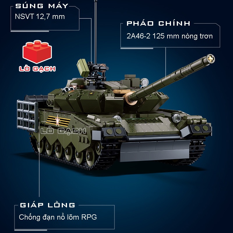 Bộ xếp hình xe tăng T80BVM / T80U Quân đội Nga - 2 cách lắp - 789 chi tiết
